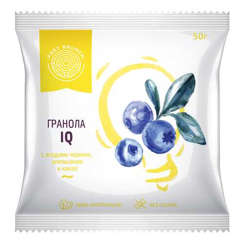 Гранола Fastbrunch IQ с ягодами черники, апельсином и какао 3 саше в Спар
