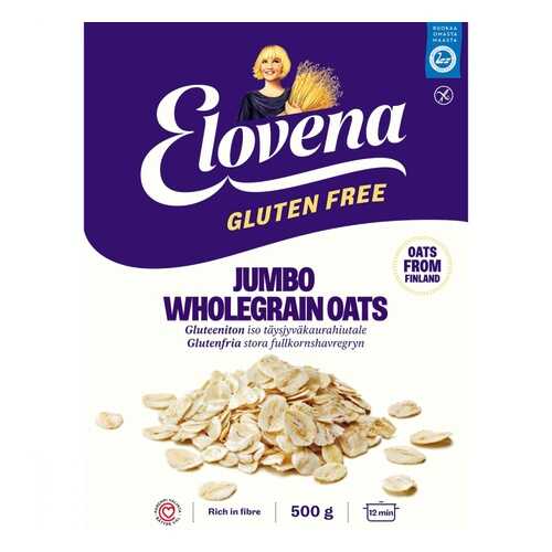 Хлопья Elovena Nordic Овсяные без глютена, из цельного зерна, крупные, 500 гр в Спар