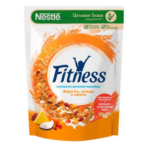Хлопья Fitness из цельной пшеницы с фруктами, ягодами и орехами в Спар