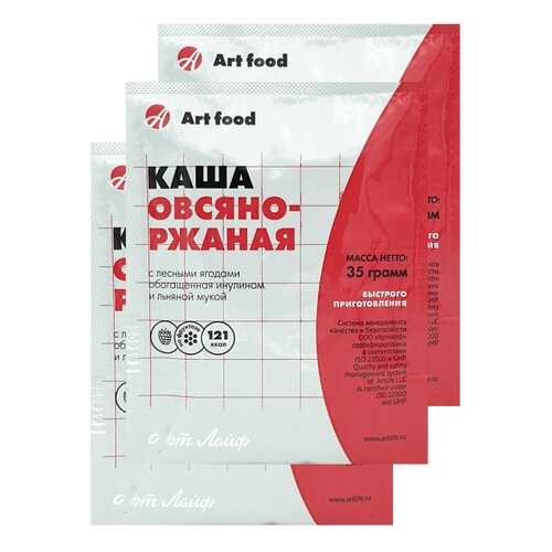Каша овсяно-ржаная Art Life с лесными ягодами 3 шт по 35 г в Спар
