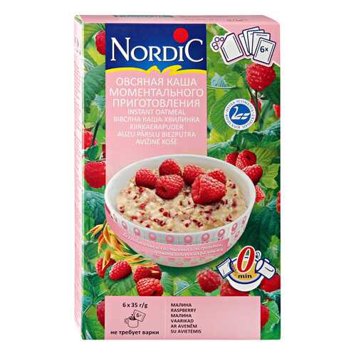 Овсяная каша Nordic моментального приготовления с малиной 210 г 6 шт*35 г в Спар