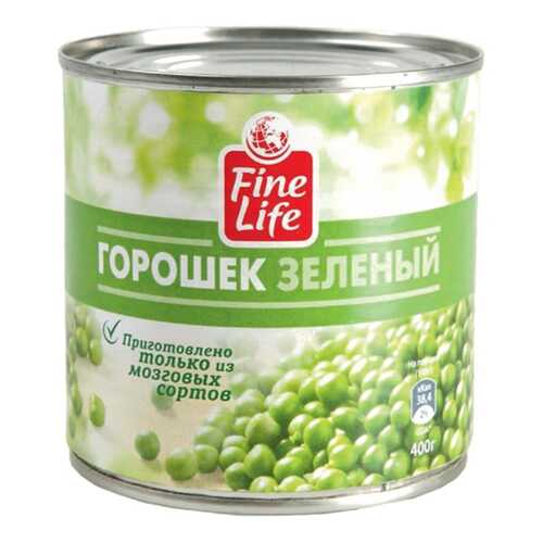 Горошек Fine Life зеленый из мозговых сортов 425 г в Спар