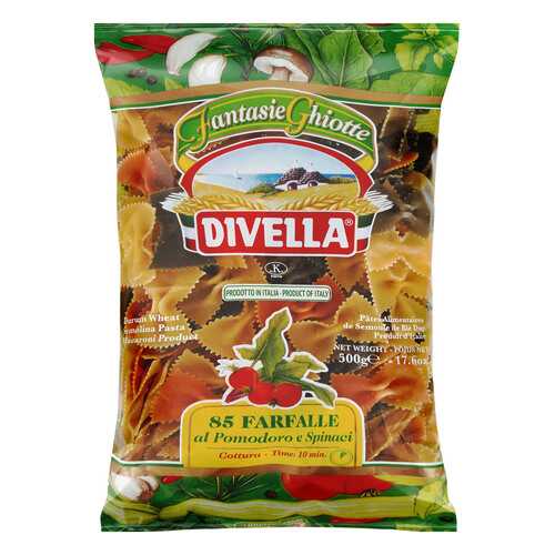 Паста Divella фарфалле с помидорами и шпинатом 500 г в Спар