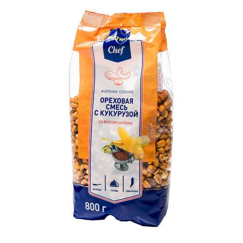 Смесь ореховая с кукурузой со вкусом барбекю жареная соленая Chef 800 г в Спар