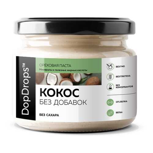 Паста Кокосовая (Урбеч из мякоти кокоса) DopDrops без добавок 250 г в Спар