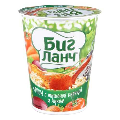 Лапша быстрого приготовления Биг ланч с тушеной курицей и луком 65 г в Спар