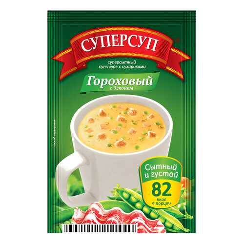 Суперсуп-пюре суперсытный гороховый с беконом и сухариками 23 г в Спар