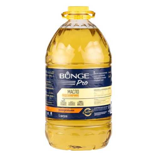 Масло подсолнечное рафинированное дезодорированное Bunge Pro универсальное первый сорт 5 л в Спар