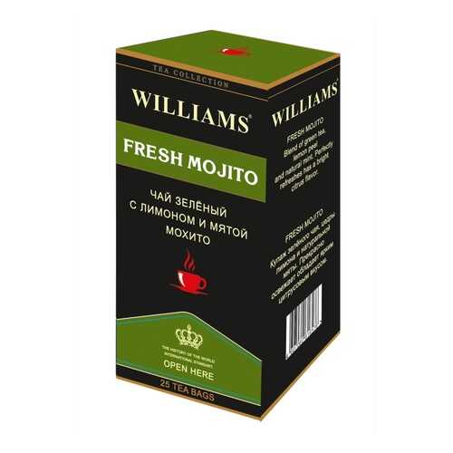 Чай Williams Fresh Mojito, зеленый с лимоном и мятой мохито, 25 пакетиков в Спар