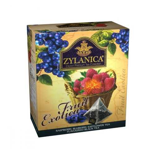 Чай Zylanica Fruit Exotica черный с малиной черникой лепестками сафлора 20 пирамидок в Спар