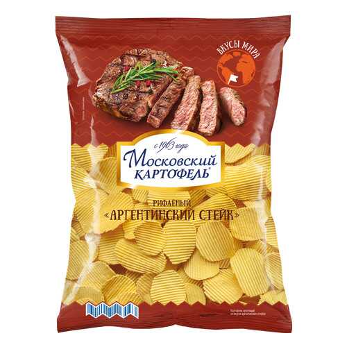 Чипсы картофельные рифленые Московский картофель аргентинский стейк 150 г в Спар