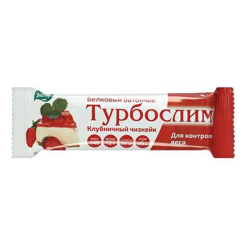 Турбослим Эвалар батончик клубничный чизкейк белковый 50 г в Спар
