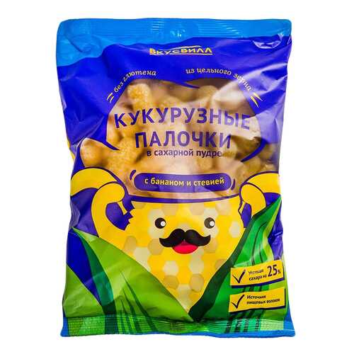 Палочки кукуруз. в сах.пудре с бананом и стев. 95 г в Спар