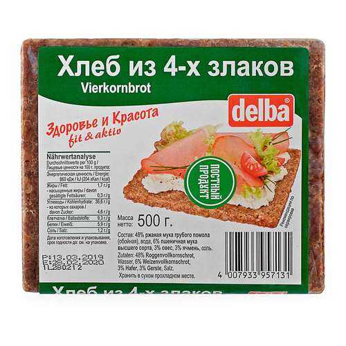 Хлеб Delba из 4-х злаков, 500 гр. в Спар