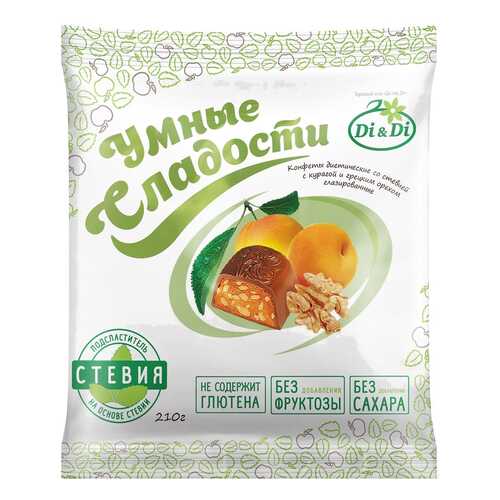 Конфеты со стевией Умные сладости с курагой и грецким орехом глазированные 210 г в Спар