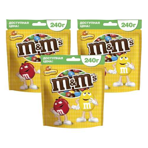 M&M`s конфеты Арахис 240 гр 3 упаковки в Спар