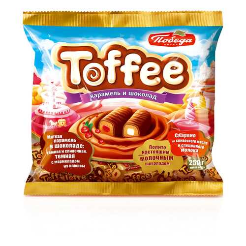 Мягкая карамель Победа Вкуса Toffee в шоколаде 2 вида в Спар
