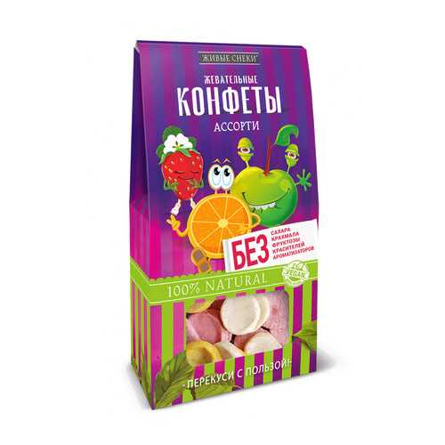 Жевательные конфеты Живые снеки Ассорти, 3 шт по 35г. в Спар