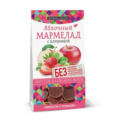 Мармелад яблочный Живые снеки с клубникой 90 г в Спар