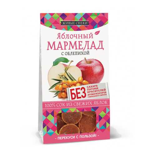 Мармелад яблочный Живые снеки с облепихой 90 г в Спар