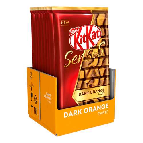 Молочный шоколад и тёмный шоколад KITKAT SENSES DARK ORANGE TASTE, с вафлей 8 шт по 112 гр в Спар