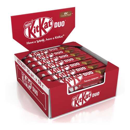 Молочный шоколад Kit Kat с хрустящей вафлей 35 штук по 58 г в Спар