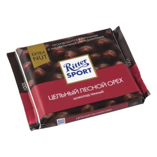 Шоколад тёмный Ritter Sport extra nut цельный лесной орех 100 г в Спар