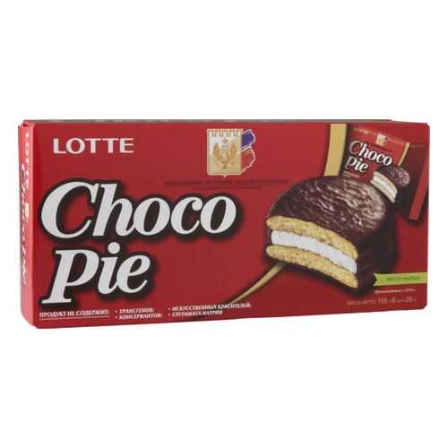 Пирожное choco pie Lotte в шоколаде 168 г в Спар