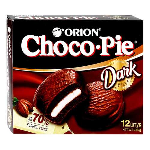 Пирожное Orion Choco Pie Dark в глазури 12 шт 30 г в Спар