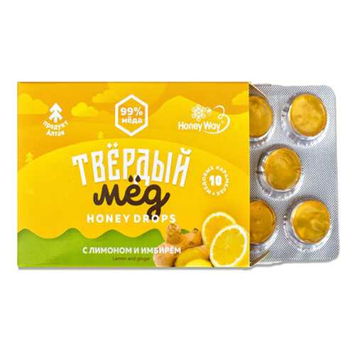 Карамель Твердый мед медовая с лимоном и имбирем 30 г в Спар