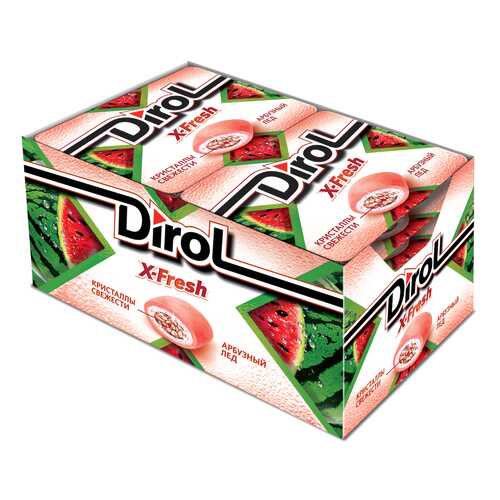 Жевательная резинка Dirol X-Fresh арбузный лед без сахара 12 пачек по 16 г в Спар