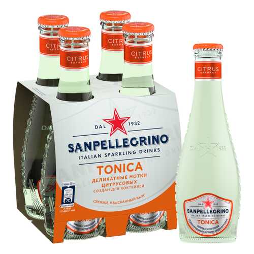 Напиток безалкогольный газированный S.Pellegrino Tonica Citrus, 4 шт по 0,20л в Спар