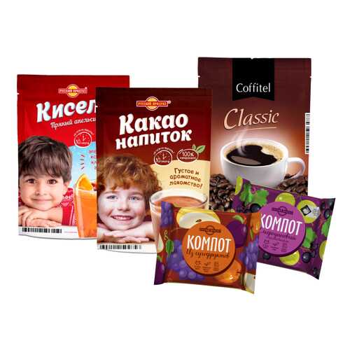 Набор напитки ( компот, кисель, какао, кофе) Русский продукт 5 штук в Спар